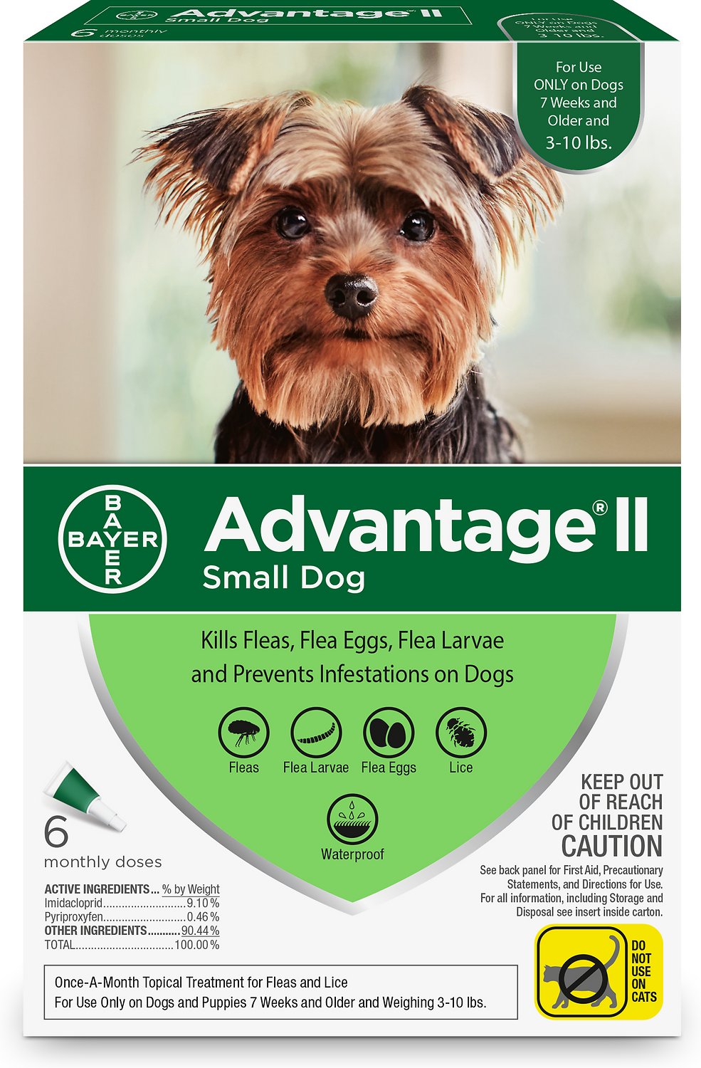 12 MONTH Advantage II Flea Control for Dogs Under 10 lbs